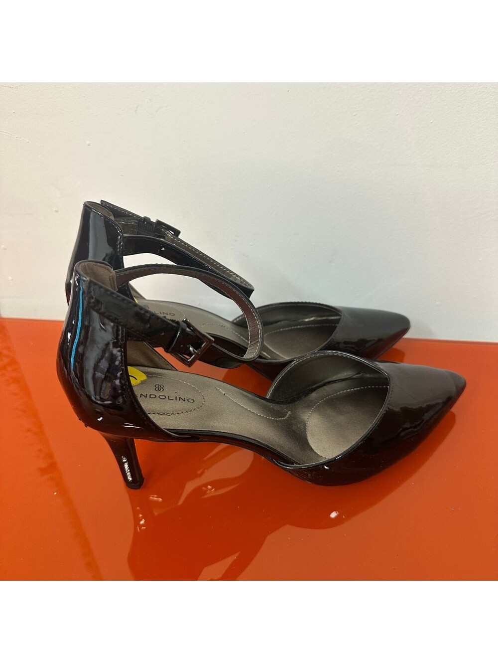 Bandolino Patent Leather Pointed Toe Ankle Strap Pumps